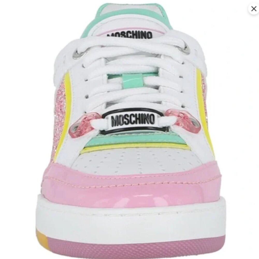 Women's Moschino Pastel / Pink Glitter Low Top Sneakers - Picture 2 of 11